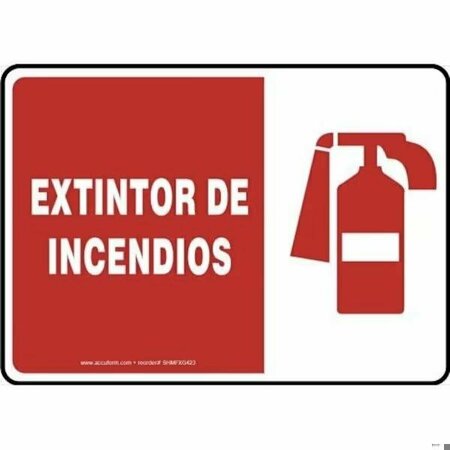 ACCUFORM Safety Sign, Text Legend, Legend EXTINTOR DE INCENDIOS, 0055 in Plastic, 7 in Height, 10 in Width SHMFXG423VP